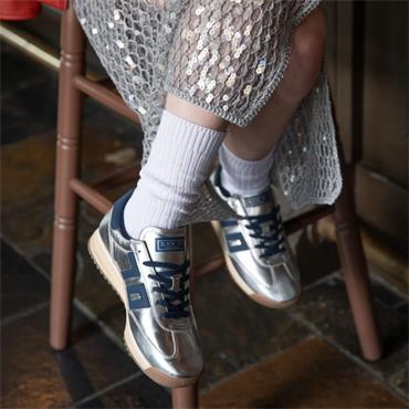 Back 70 Jogger T Toe Laced Retro Trainer - Silver Navy